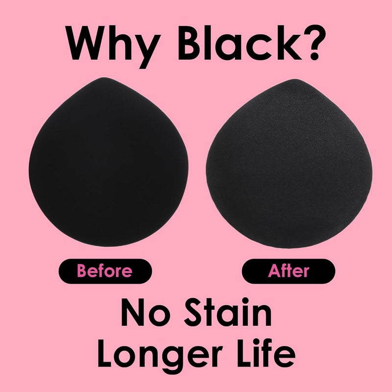 COOL-ANGLE 4Pack Makeup Sponge Latex-Free Soft Blender Sponge Perfect for Foundation Concealer Cream Powder, Beauty Sponge Set for Long-lasting and Natural Makeup, 2X-Large Black and 2 Medium Pink - Image 3